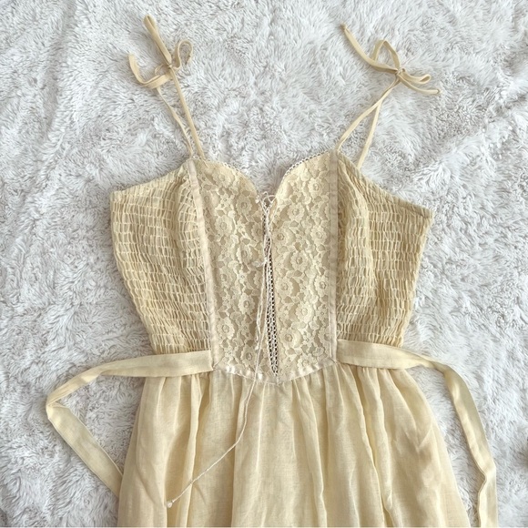 Vintage Boho Fairytale Prairie Ruffle Lace Sweetheart Neckline Maxi Dress - Picture 5 of 15